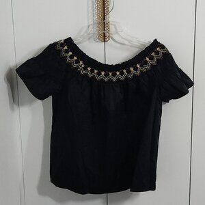 Old Navy Blouse Top Off-the-Shoulder Flutter-Sleeve Womens Size S Black